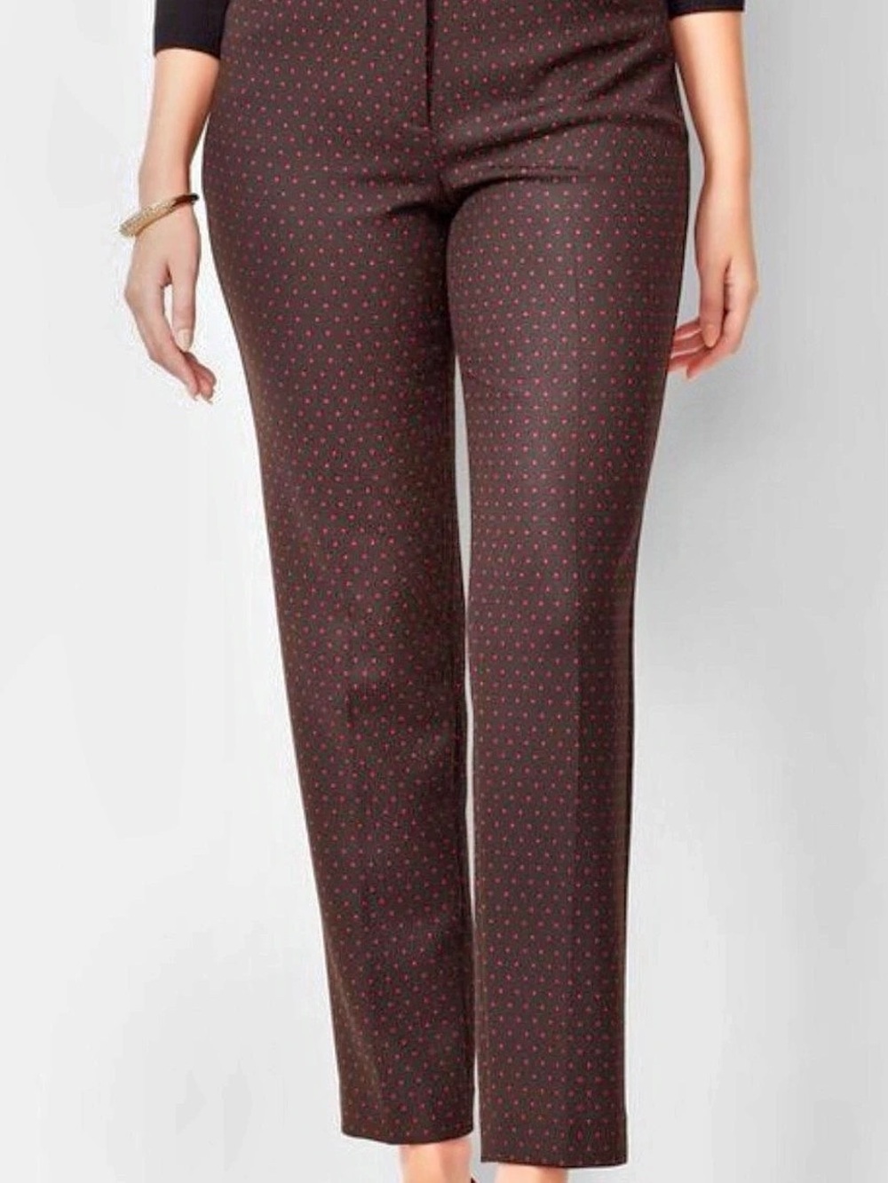 Ann Taylor Devin Fit Polka Dot Ankle Pants Black & Red Size 4 Like New